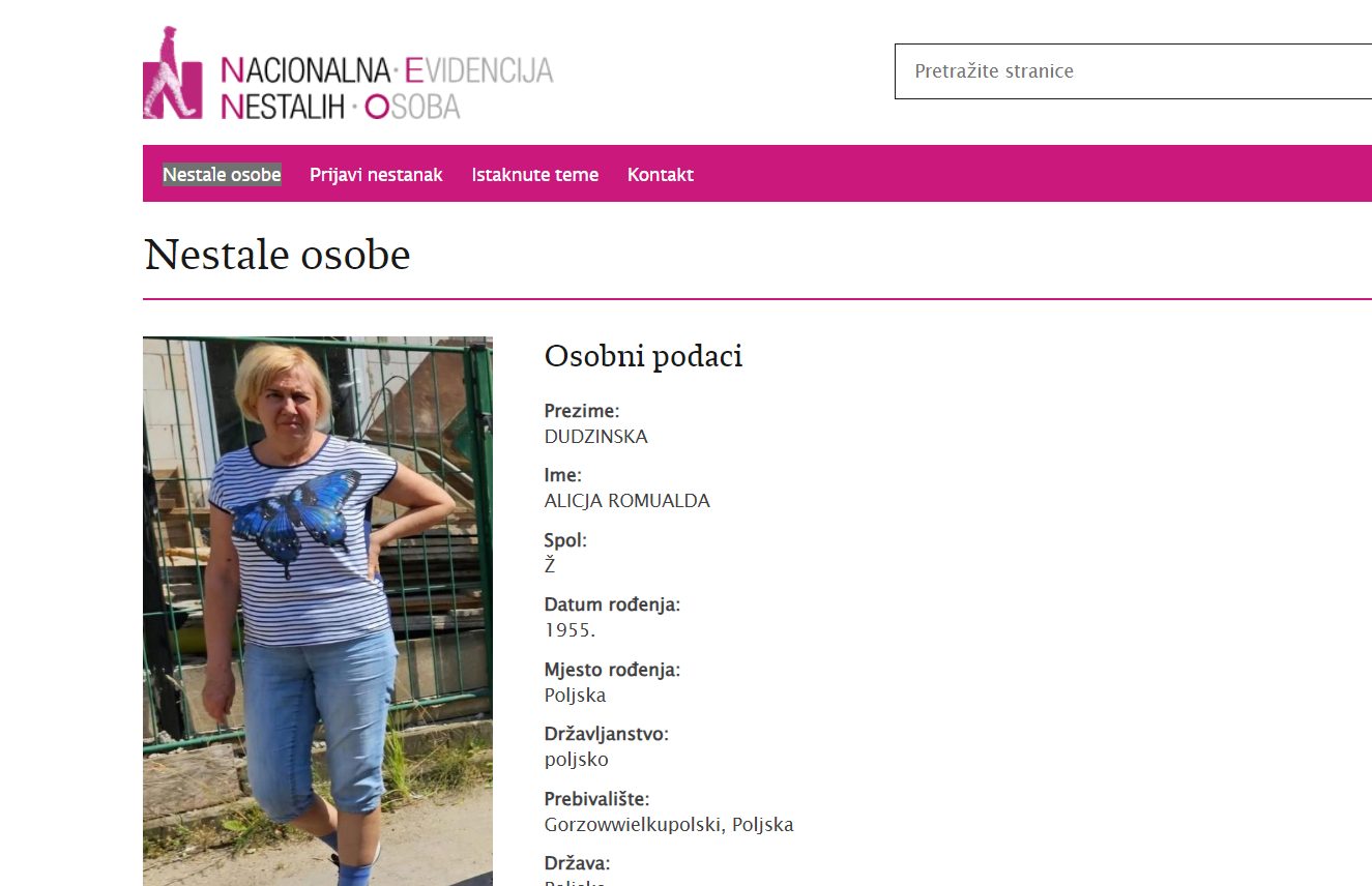 Uhićen 70-godišnji suprug nestale Poljakinje (69); Sumnjiči ga se za prouzročenje smrti iz nehaja