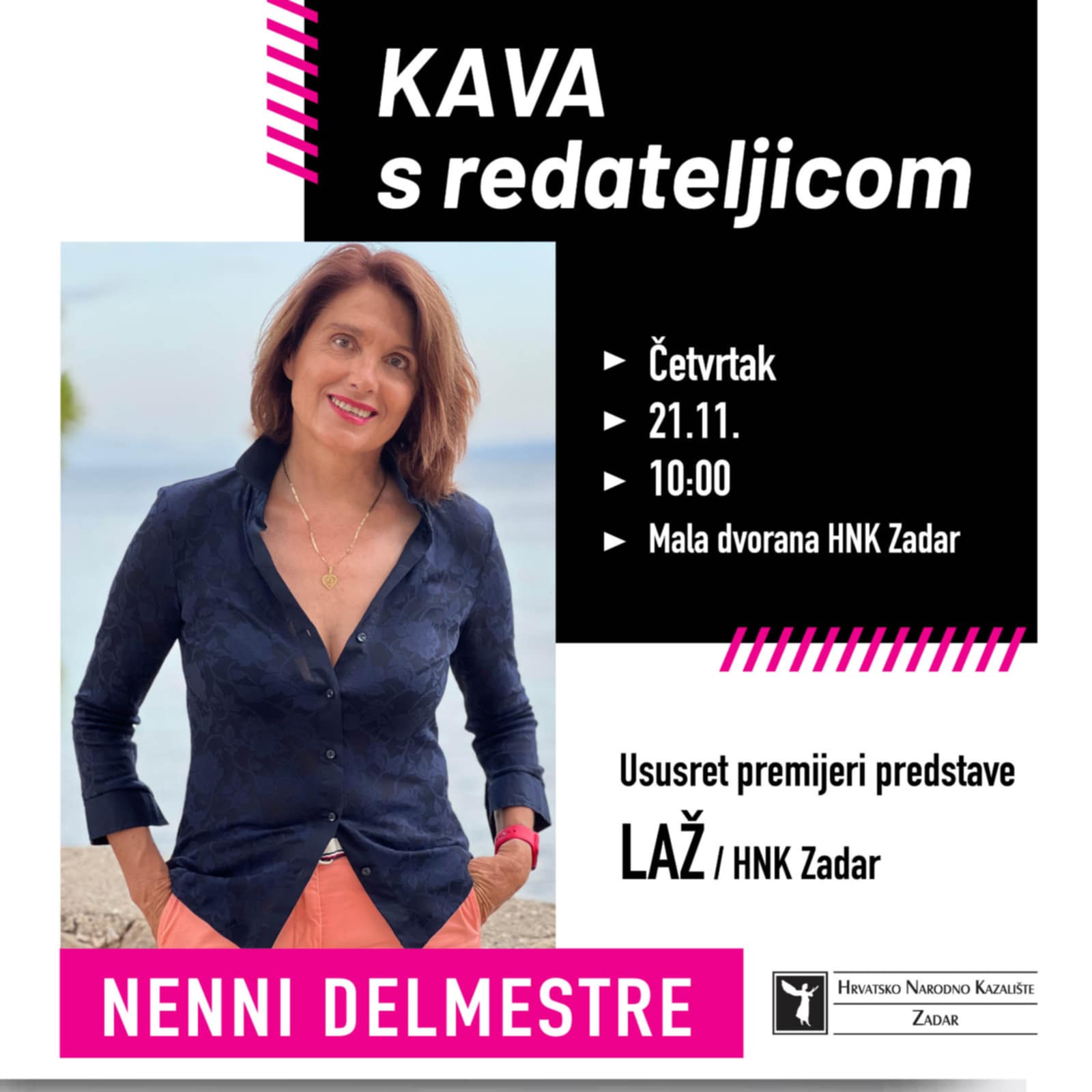 Inspirativni susret: Kava s redateljicom Nenni Delmestre u HNK Zadar