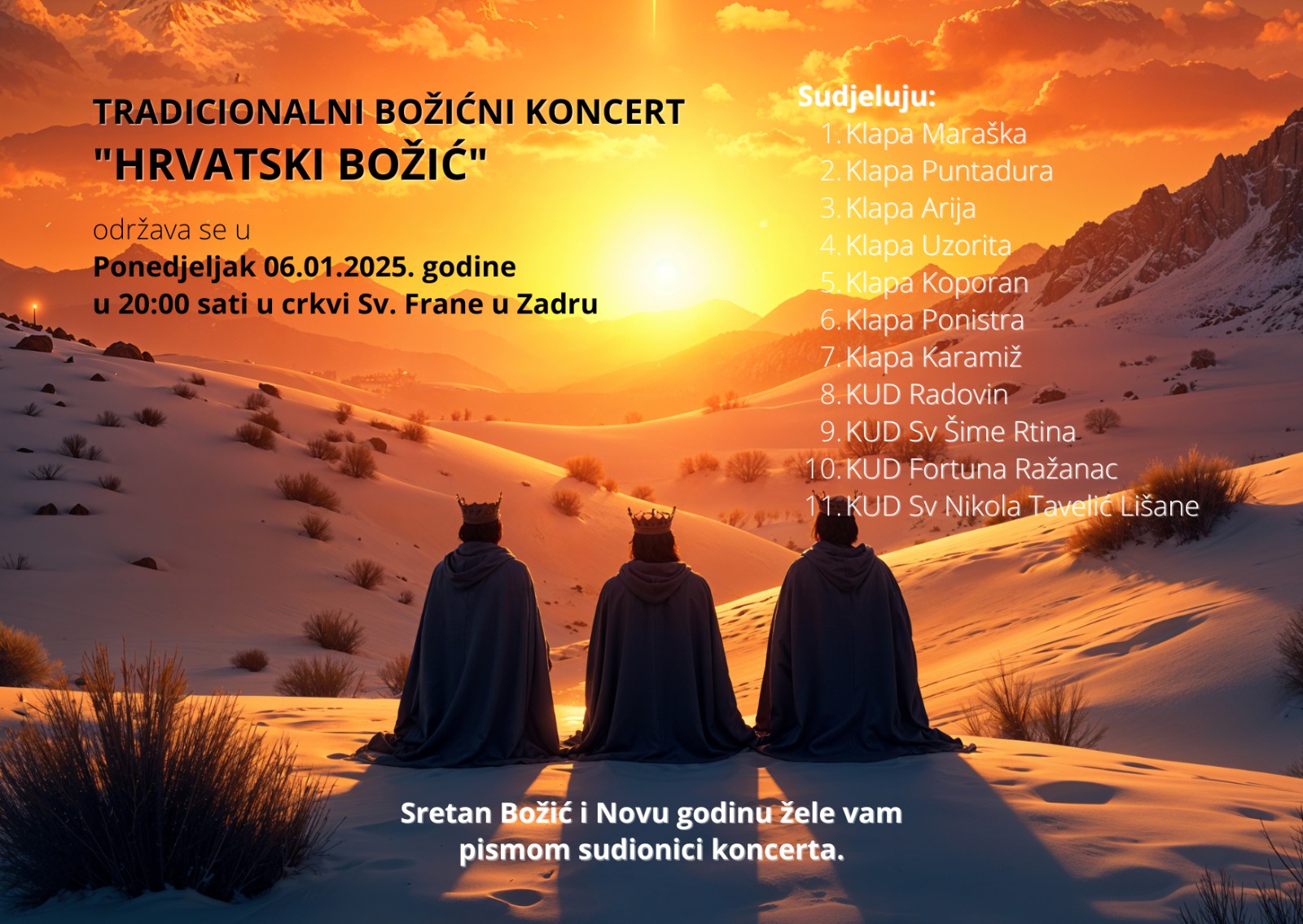 Tradicionalni koncert klapa „Hrvatski Božić“ u crkvi sv. Frane