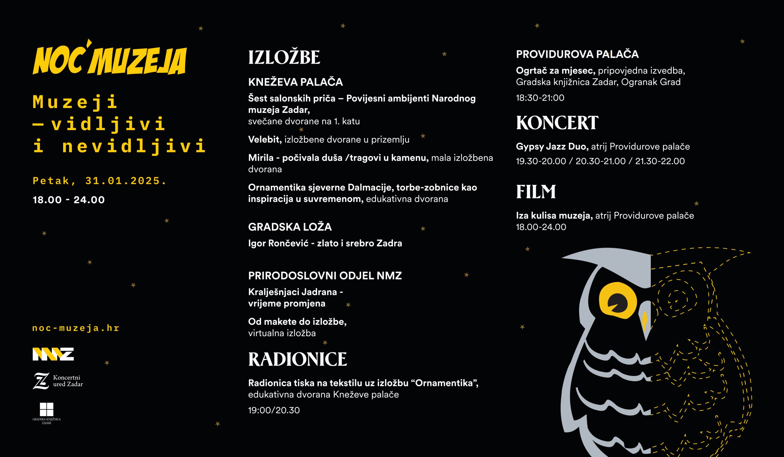 Noć muzeja u Narodnom muzeju Zadar: Spoj vidljivog i nevidljivog u jedinstvenom programu